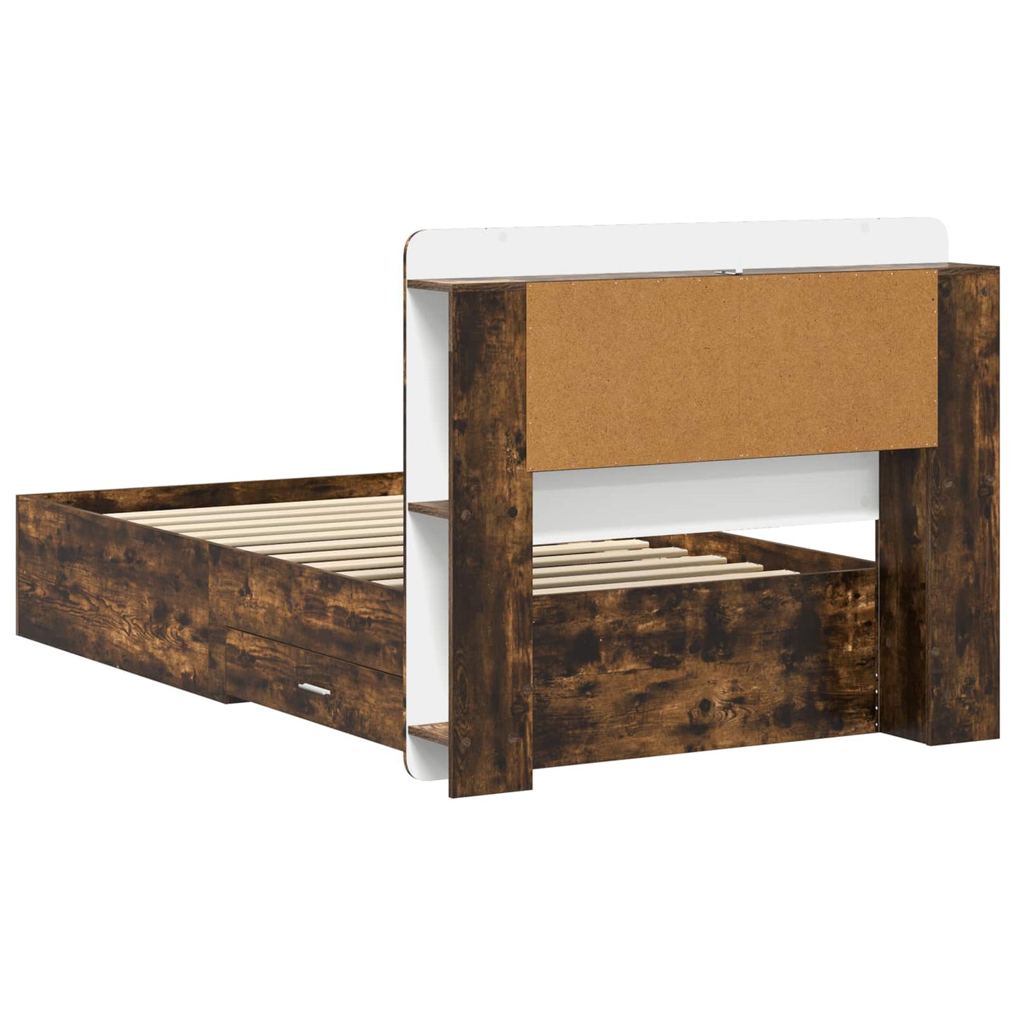 Bed Frame with Storage Smoked Oak 90 x 190 cm Engineered Wood