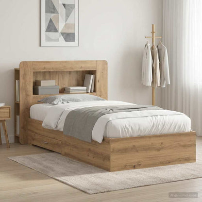 Bed Frame with Storage Artisan Oak 100 x 200 cm Engineered Wood