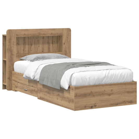 Bed Frame with Storage Artisan Oak 100 x 200 cm Engineered Wood
