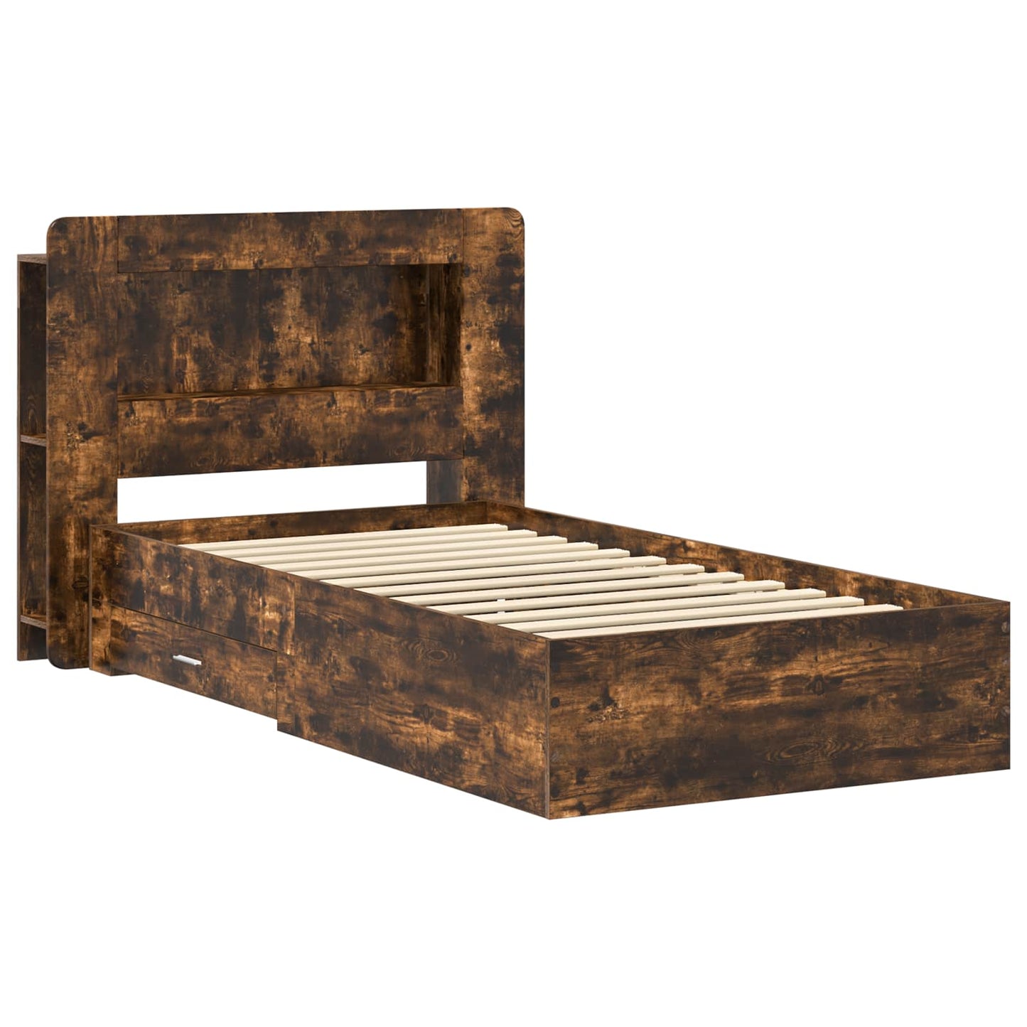 Bed Frame with Storage Smoked Oak 100 x 200 cm Engineered Wood