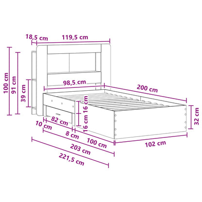 Bed Frame with Storage Sonoma Oak 100 x 200 cm Engineered Wood