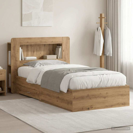 Bed Frame with Storage Artisan Oak 90 x 200 cm Engineered Wood
