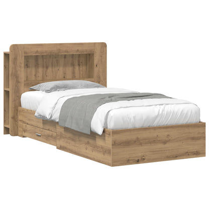 Bed Frame with Storage Artisan Oak 90 x 200 cm Engineered Wood