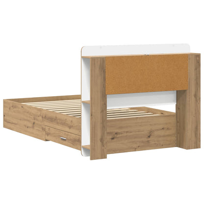 Bed Frame with Storage Artisan Oak 90 x 200 cm Engineered Wood
