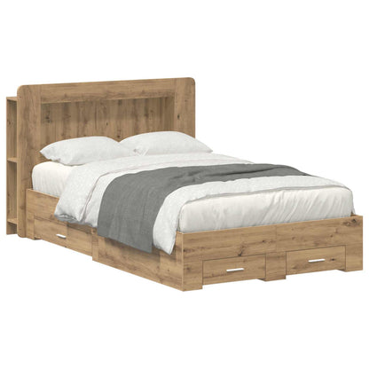 Bed Frame with Storage Artisan Oak 120 x 190 cm Engineered Wood
