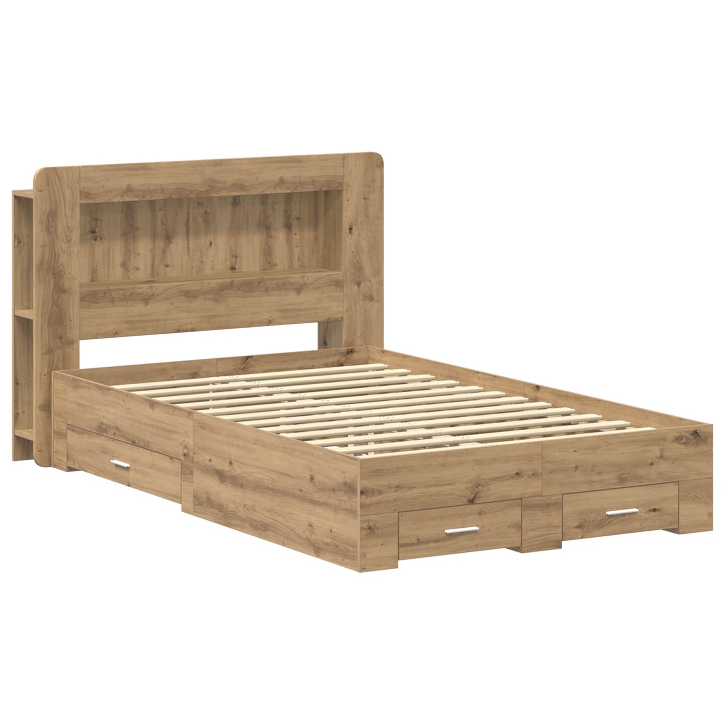 Bed Frame with Storage Artisan Oak 120 x 190 cm Engineered Wood