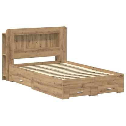 Bed Frame with Storage Artisan Oak 120 x 190 cm Engineered Wood