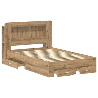 Bed Frame with Storage Artisan Oak 120 x 190 cm Engineered Wood