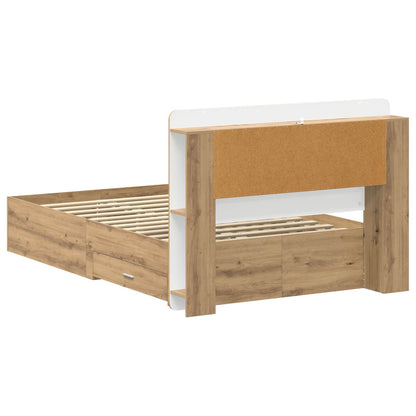 Bed Frame with Storage Artisan Oak 120 x 190 cm Engineered Wood