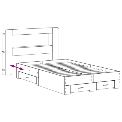 Bed Frame with Storage Artisan Oak 120 x 190 cm Engineered Wood
