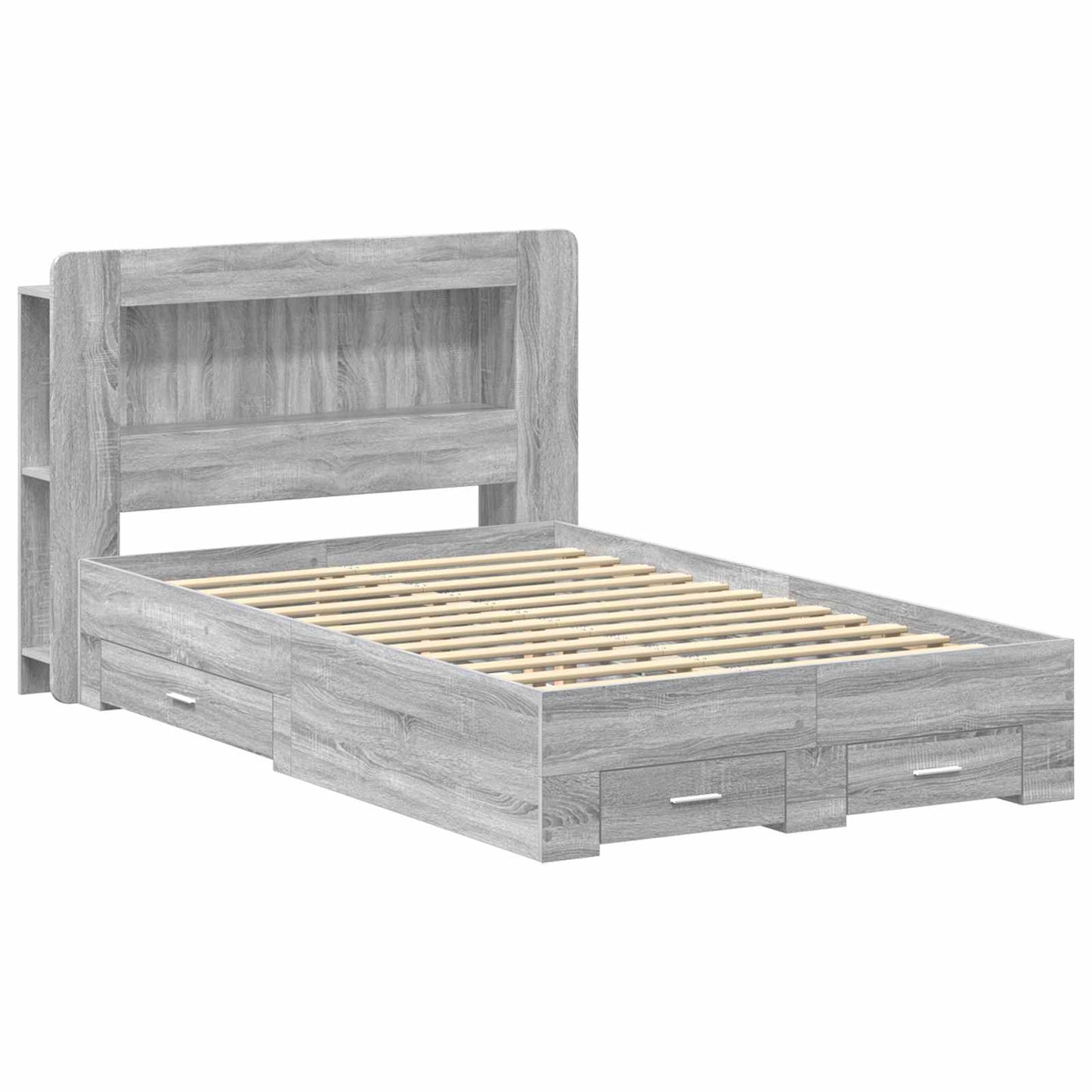 Bed Frame with Storage Grey Sonoma 120 x 190 cm Engineered Wood