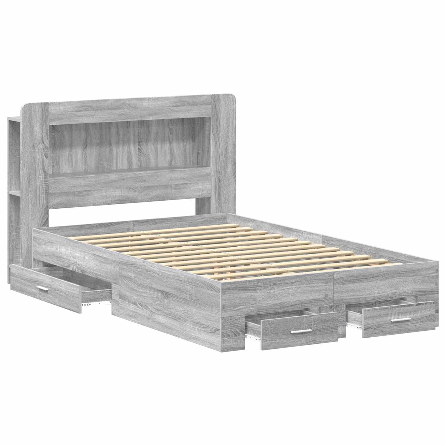 Bed Frame with Storage Grey Sonoma 120 x 190 cm Engineered Wood