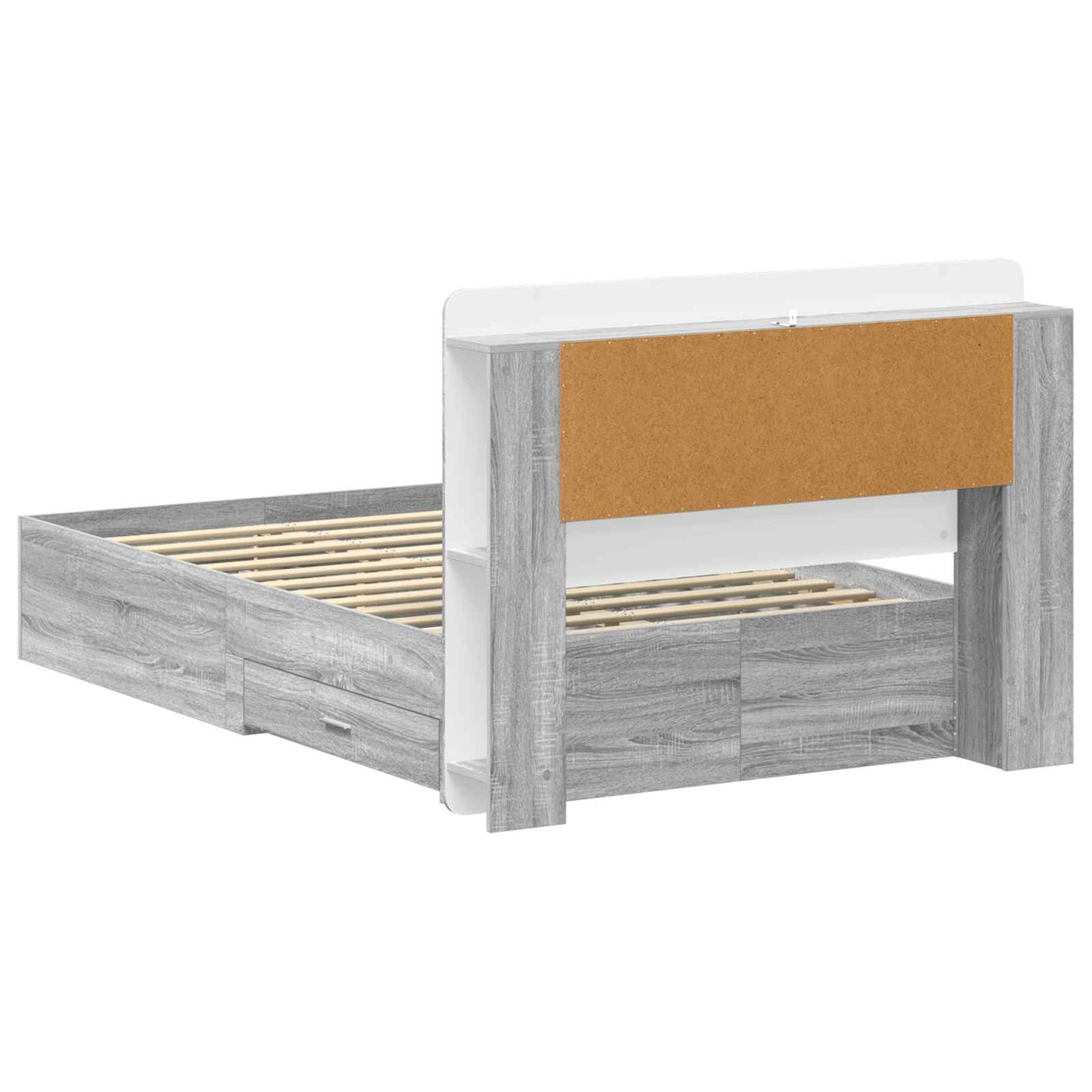 Bed Frame with Storage Grey Sonoma 120 x 190 cm Engineered Wood