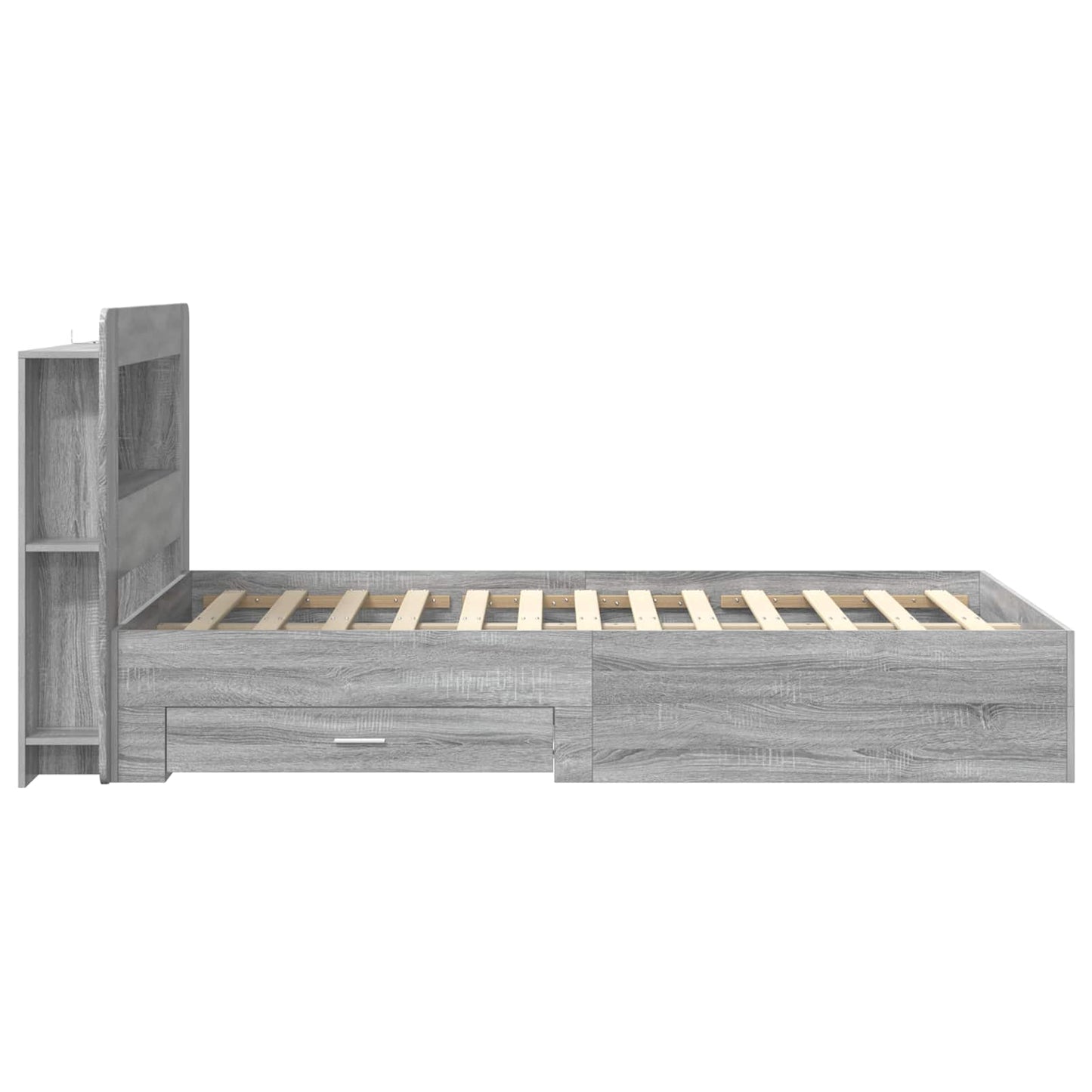 Bed Frame with Storage Grey Sonoma 120 x 190 cm Engineered Wood
