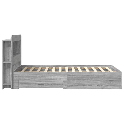 Bed Frame with Storage Grey Sonoma 120 x 190 cm Engineered Wood