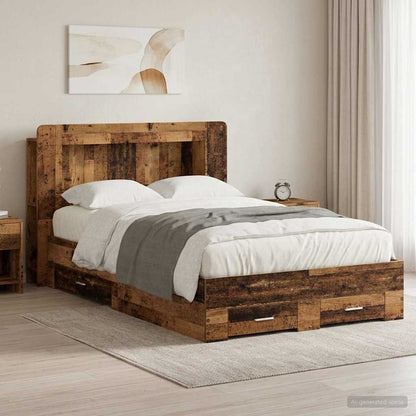 Bed Frame with Storage Old Wood 120 x 190 cm Engineered Wood