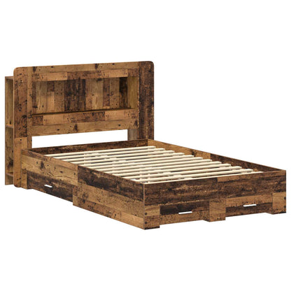 Bed Frame with Storage Old Wood 120 x 190 cm Engineered Wood