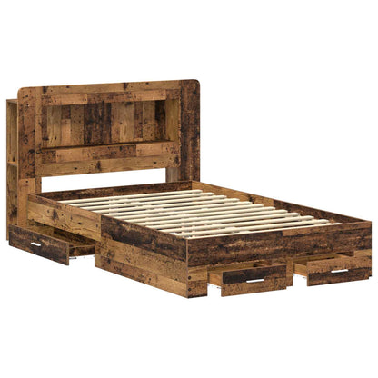 Bed Frame with Storage Old Wood 120 x 190 cm Engineered Wood