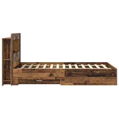 Bed Frame with Storage Old Wood 120 x 190 cm Engineered Wood