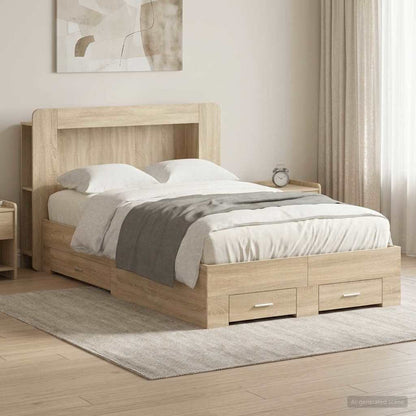 Bed Frame with Storage Sonoma Oak 120 x 200 cm Engineered Wood
