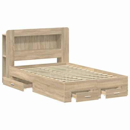 Bed Frame with Storage Sonoma Oak 120 x 200 cm Engineered Wood