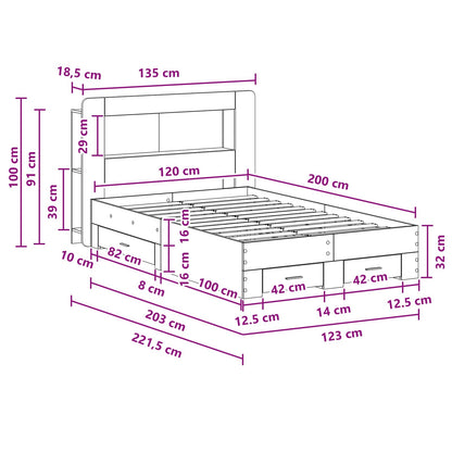 Bed Frame with Storage Sonoma Oak 120 x 200 cm Engineered Wood