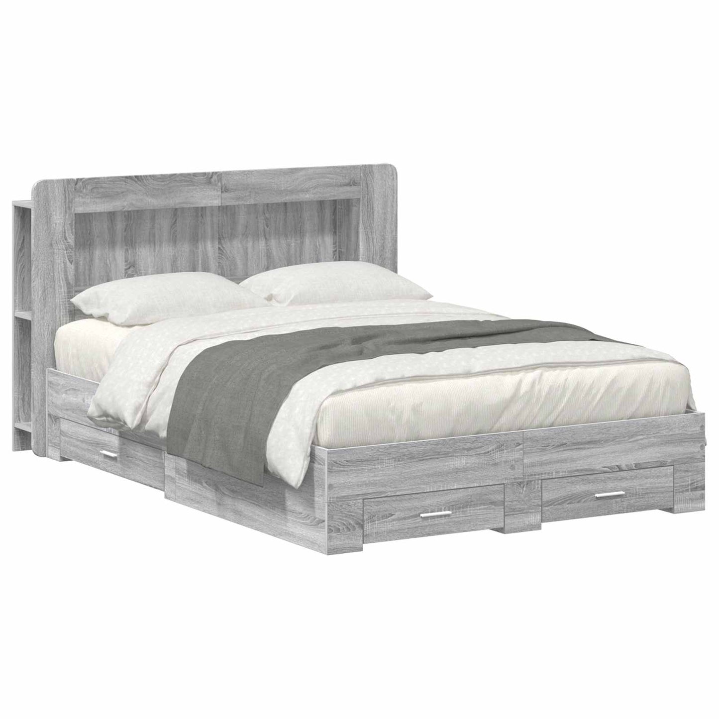 Bed Frame with Storage Grey Sonoma 140 x 200 cm Engineered Wood