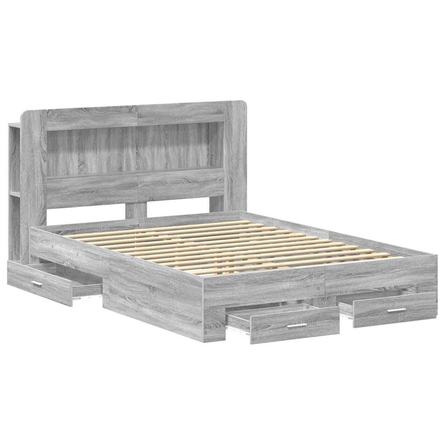 Bed Frame with Storage Grey Sonoma 140 x 200 cm Engineered Wood