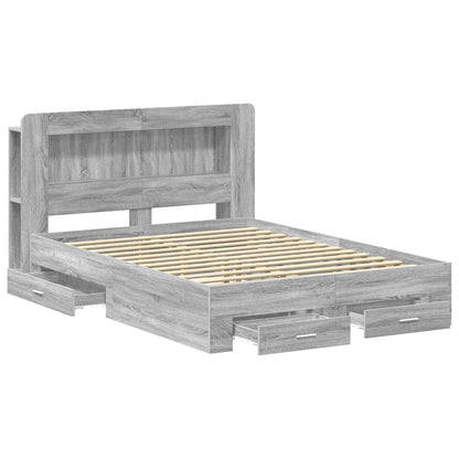 Bed Frame with Storage Grey Sonoma 140 x 200 cm Engineered Wood