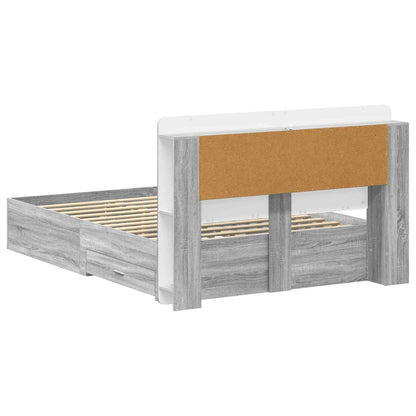 Bed Frame with Storage Grey Sonoma 140 x 200 cm Engineered Wood