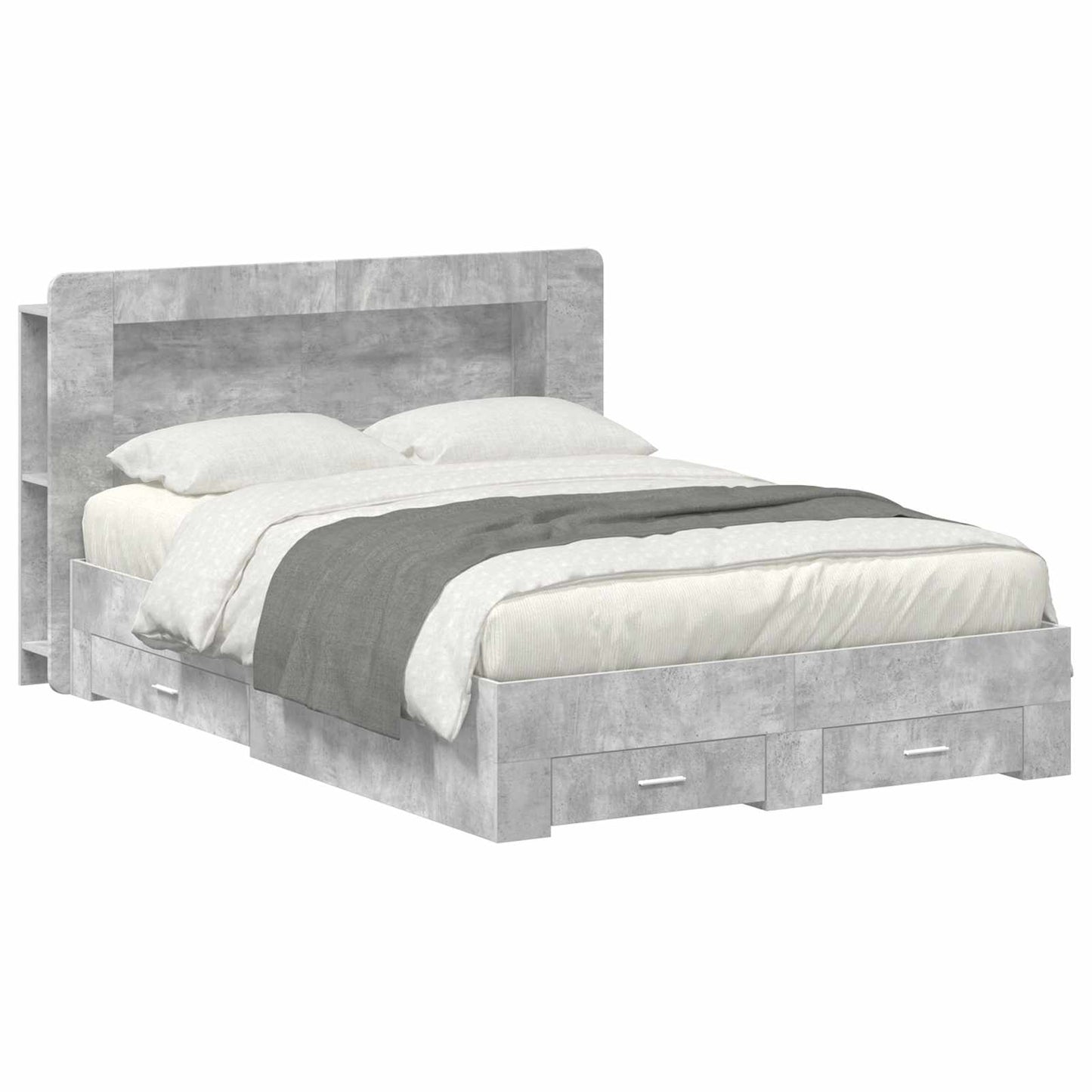 Bed Frame with Storage Concrete Grey 150 x 200 cm