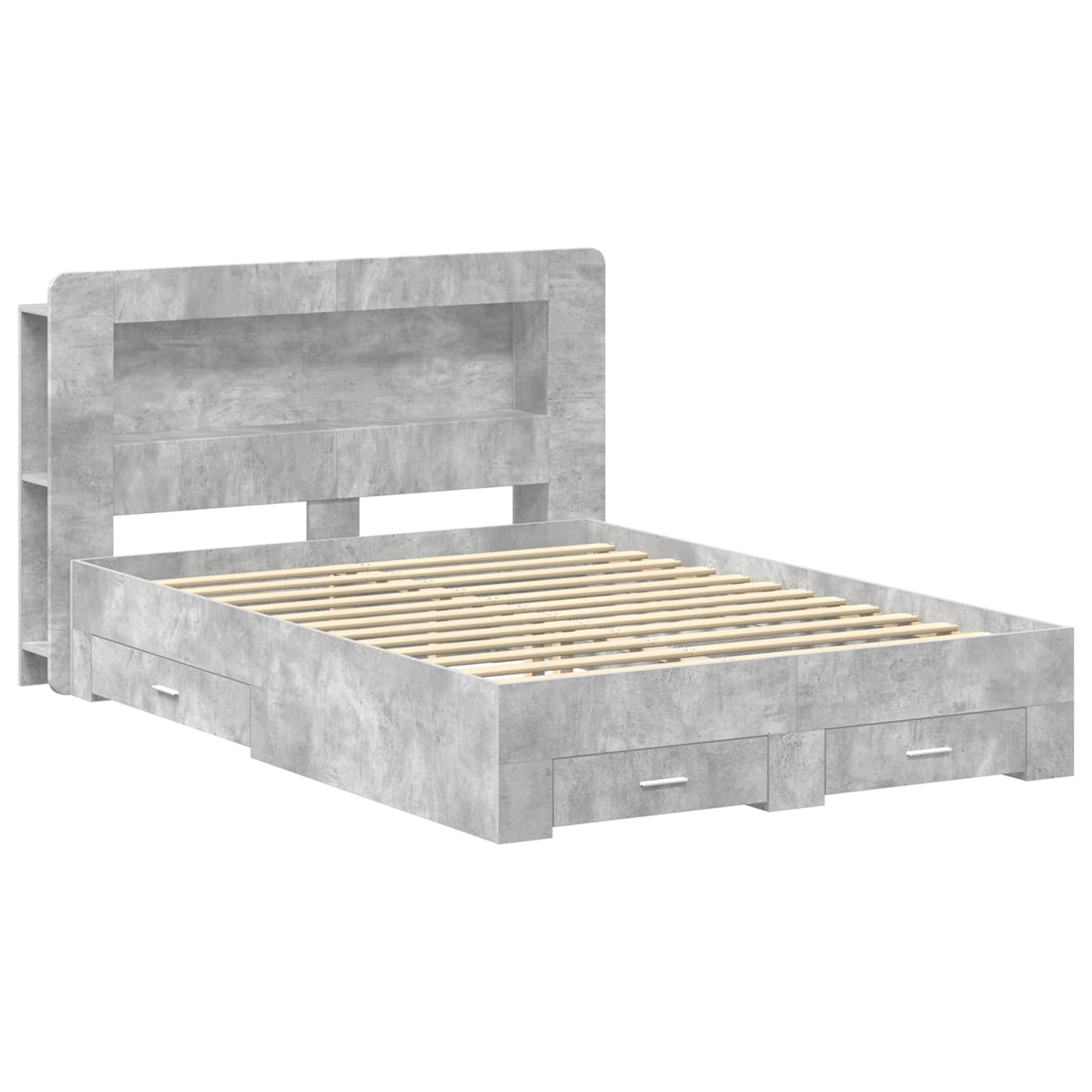 Bed Frame with Storage Concrete Grey 150 x 200 cm