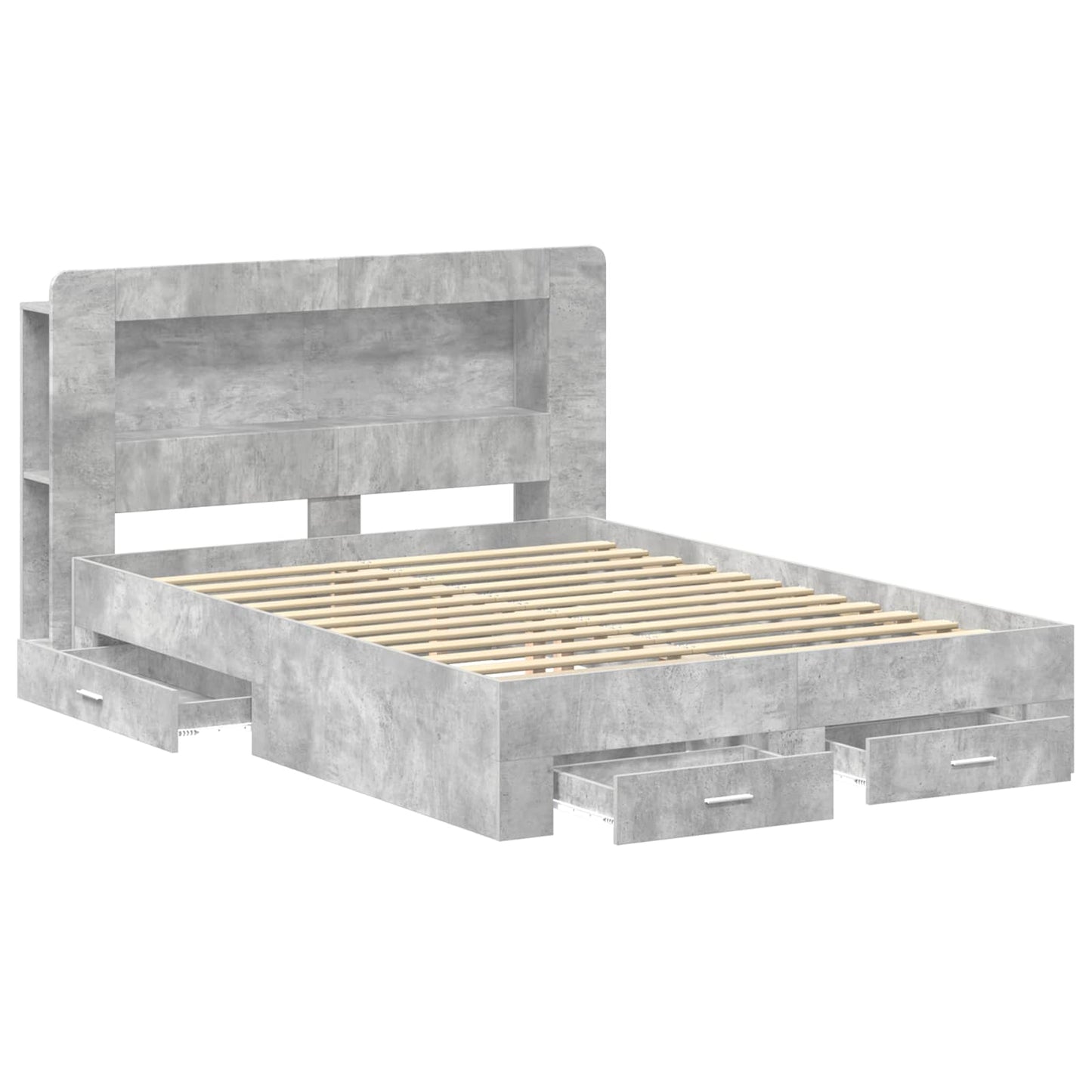 Bed Frame with Storage Concrete Grey 150 x 200 cm