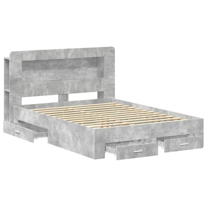 Bed Frame with Storage Concrete Grey 150 x 200 cm