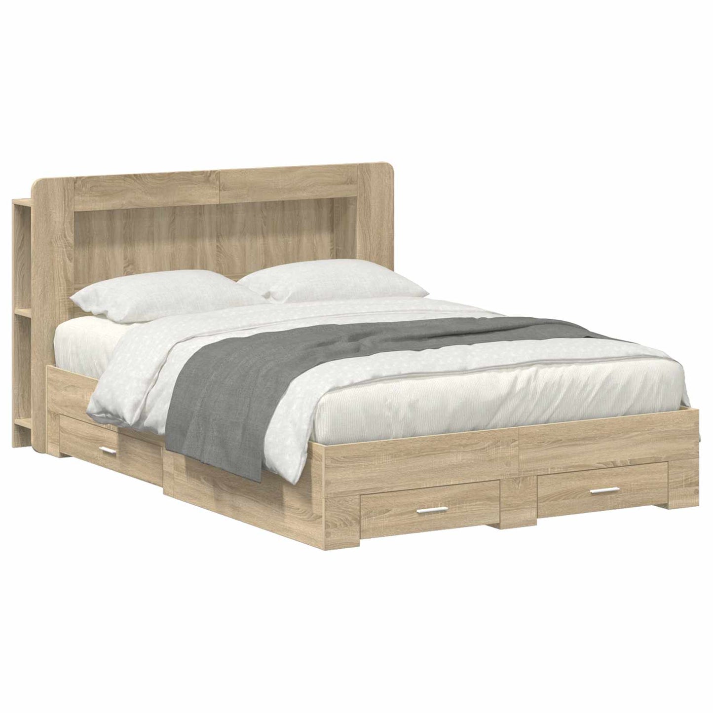Bed Frame with Storage Sonoma Oak 150 x 200 cm Engineered Wood