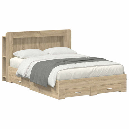 Bed Frame with Storage Sonoma Oak 150 x 200 cm Engineered Wood