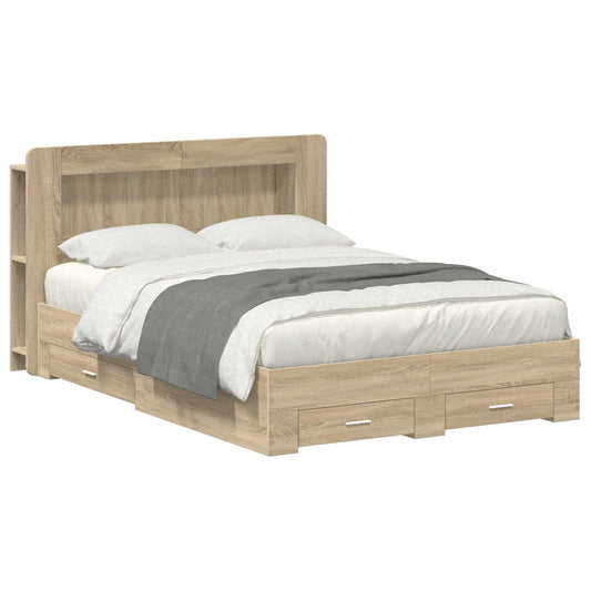 Bed Frame with Storage Sonoma Oak 150 x 200 cm Engineered Wood