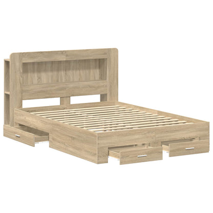 Bed Frame with Storage Sonoma Oak 150 x 200 cm Engineered Wood