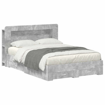 Bed Frame with Storage Concrete Grey 160 x 200 cm