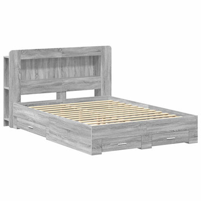 Bed Frame with Storage Grey Sonoma 160 x 200 cm Engineered Wood