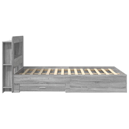 Bed Frame with Storage Grey Sonoma 160 x 200 cm Engineered Wood