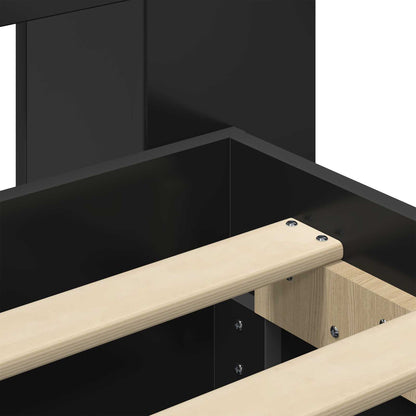 Bed Frame with Storage Black 75 x 190 cm Engineered Wood