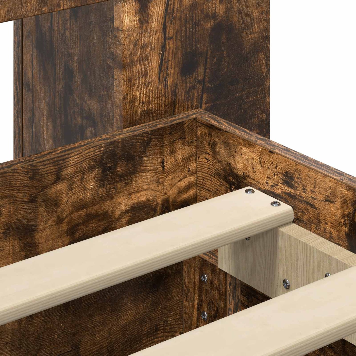 Bed Frame with Storage Smoked Oak 75 x 190 cm Engineered Wood