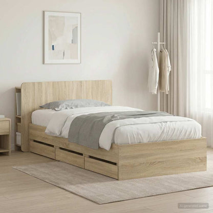 Bed Frame with Storage Sonoma Oak 75 x 190 cm Engineered Wood