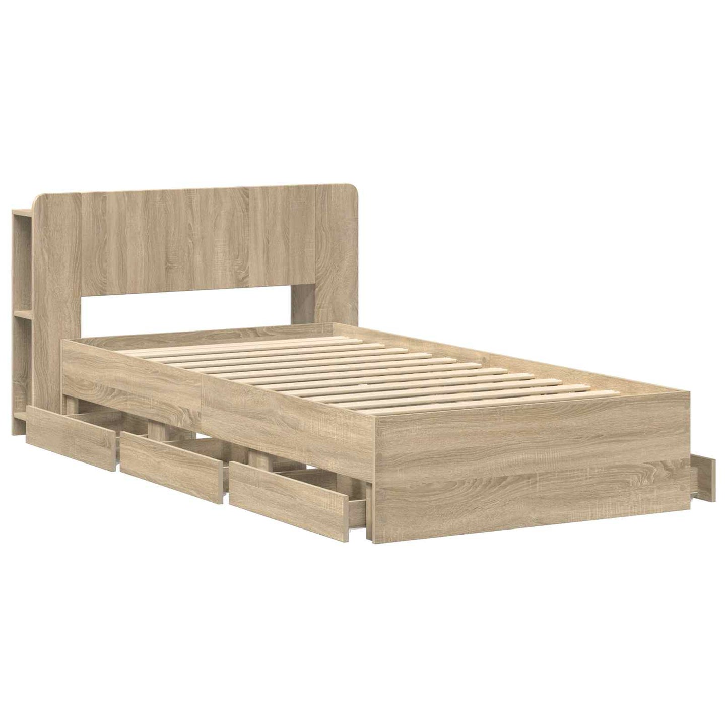 Bed Frame with Storage Sonoma Oak 75 x 190 cm Engineered Wood