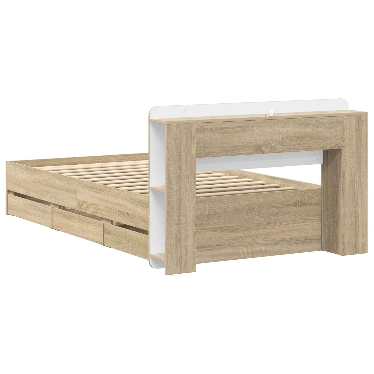 Bed Frame with Storage Sonoma Oak 75 x 190 cm Engineered Wood