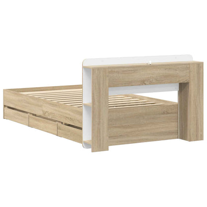 Bed Frame with Storage Sonoma Oak 75 x 190 cm Engineered Wood