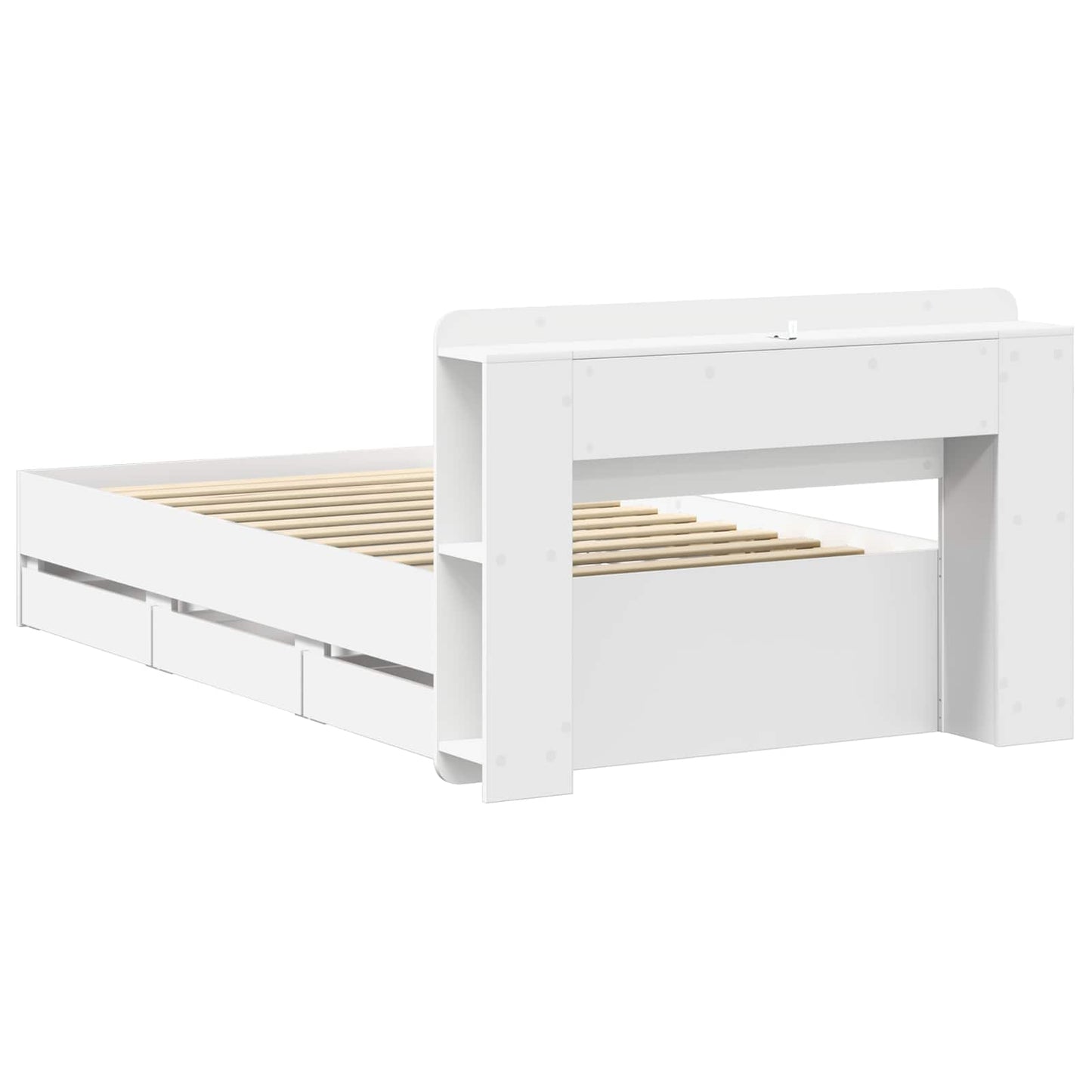 Bed Frame with Storage White 75 x 190 cm Engineered Wood