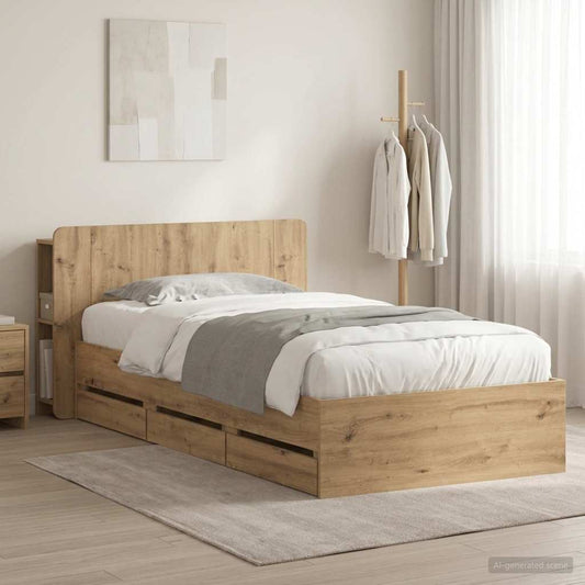 Bed Frame with Storage Artisan Oak 80 x 200 cm Engineered Wood