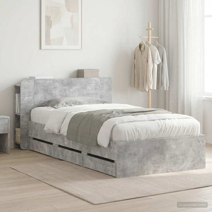 Bed Frame with Storage with Headboard Concrete Grey 80 x 200 cm